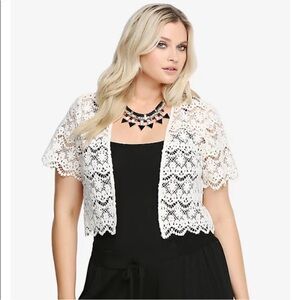NEW TORRID Cropped  Crochet Kimono Cardigan Birch Cream Sz 2X 3X NWT Boho Summer